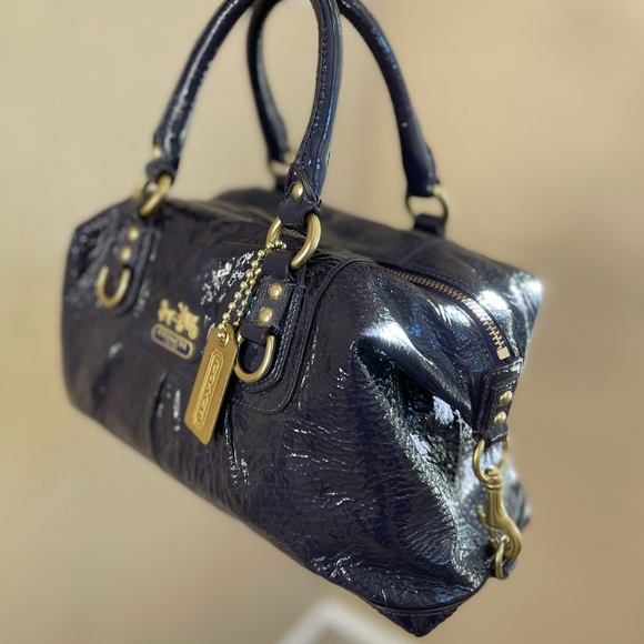 Coach Navy Satchel with Gold Accents - Picture 2 of 5